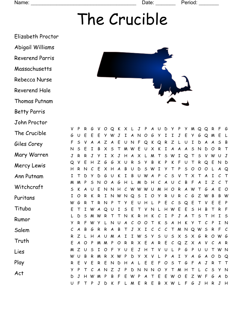 The Crucible Crossword Puzzle Printable