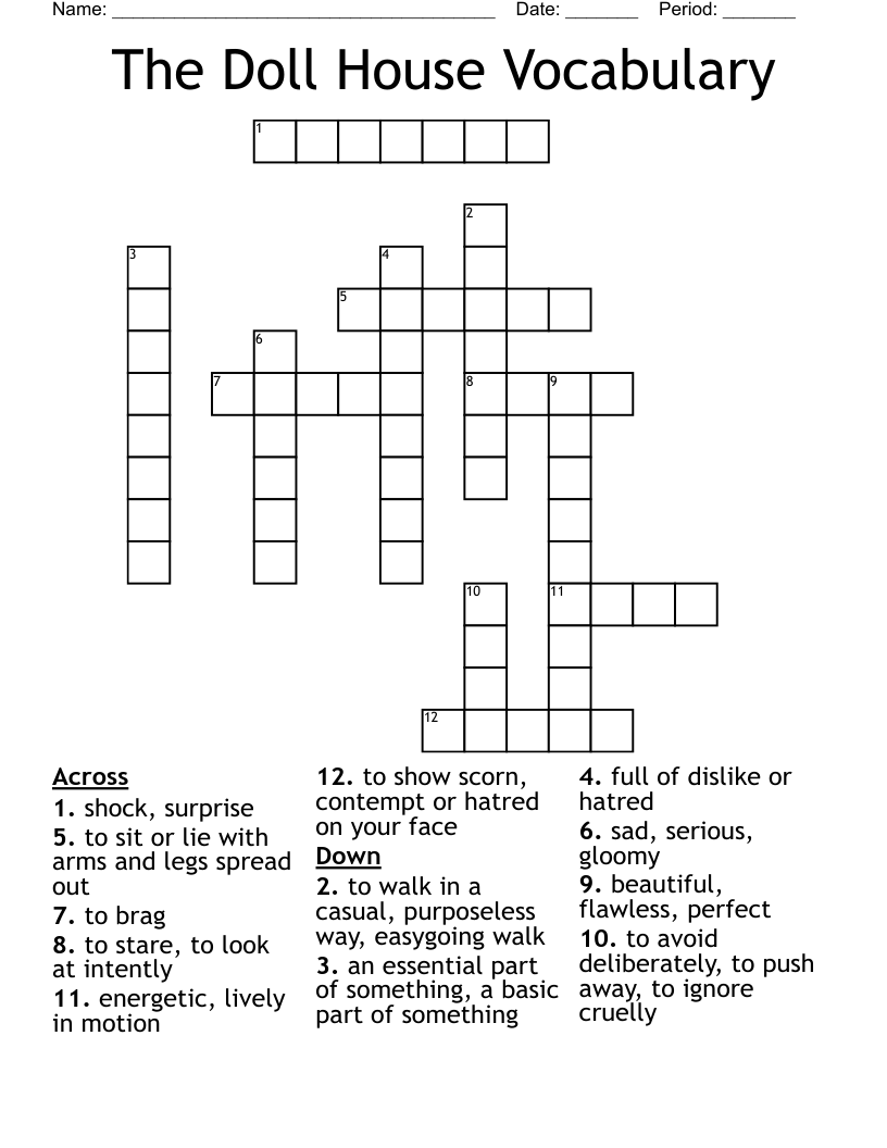 The Doll House Vocabulary Crossword WordMint The Doll House Vocabulary Crossword WordMint