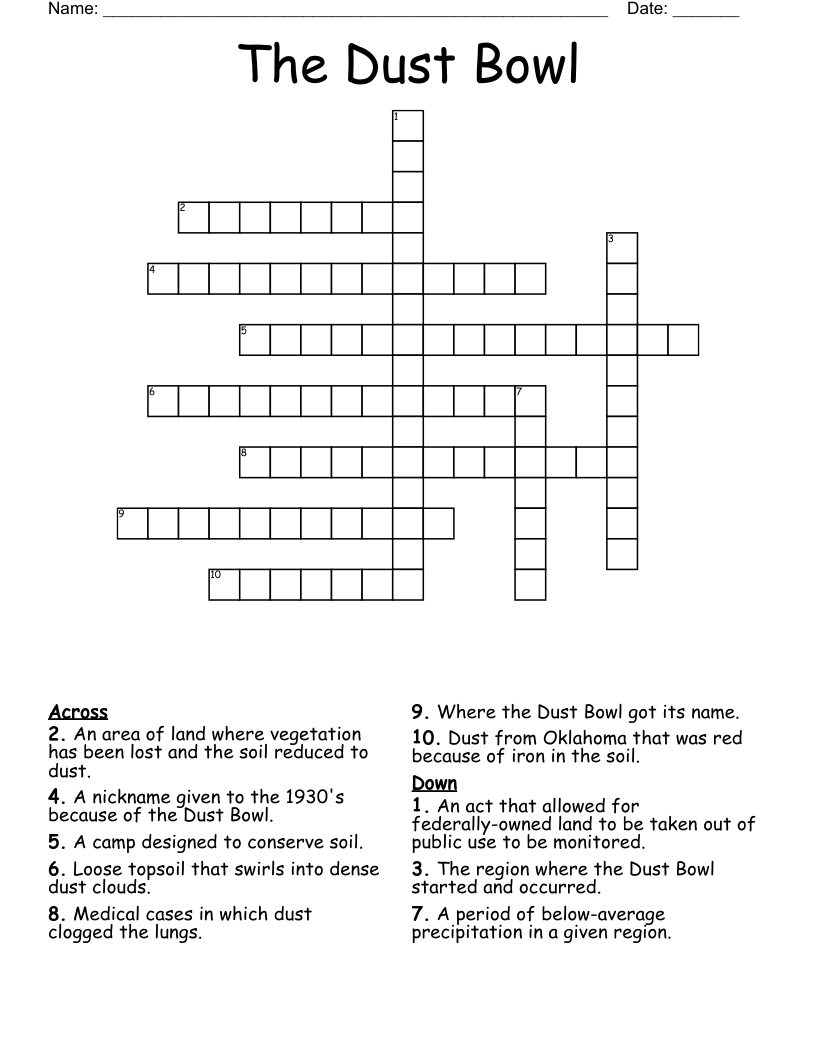 The Dust Bowl Crossword WordMint