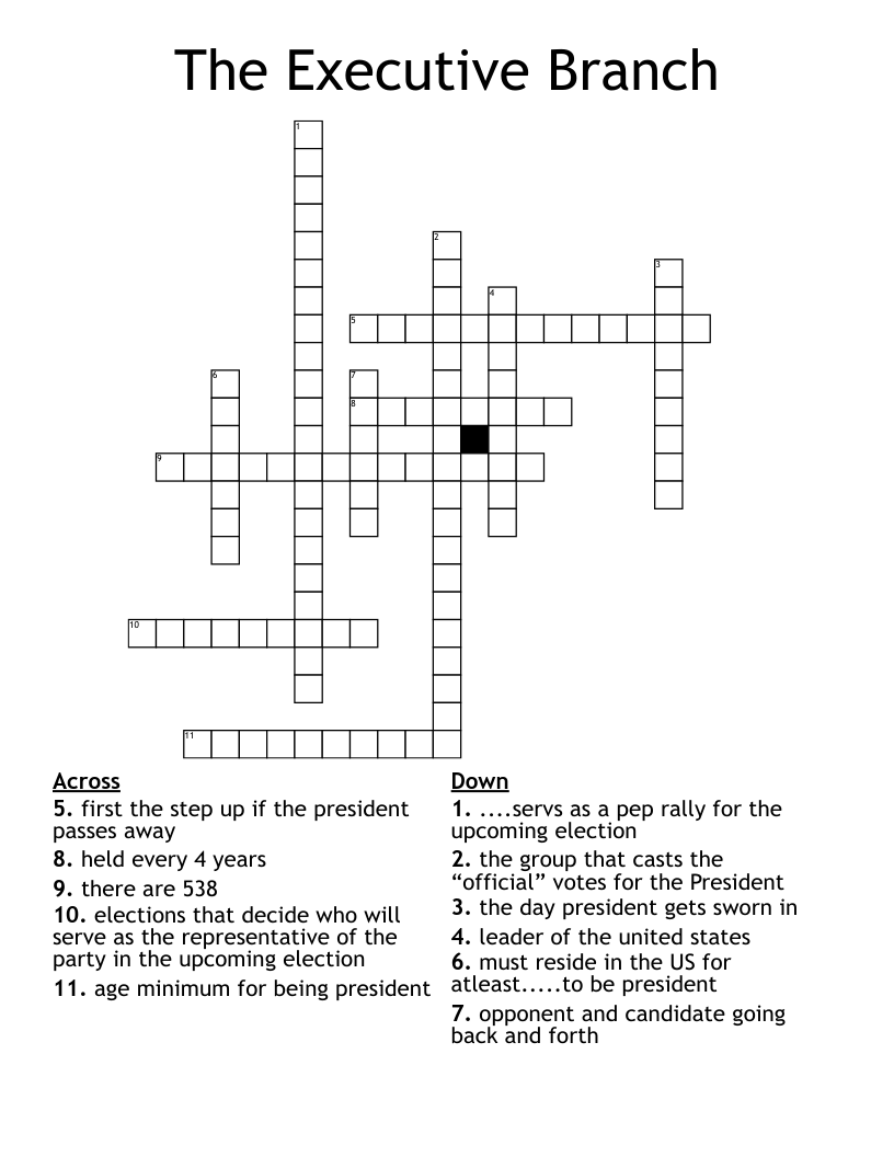 The Executive Branch Crossword WordMint The Executive Branch Crossword WordMint