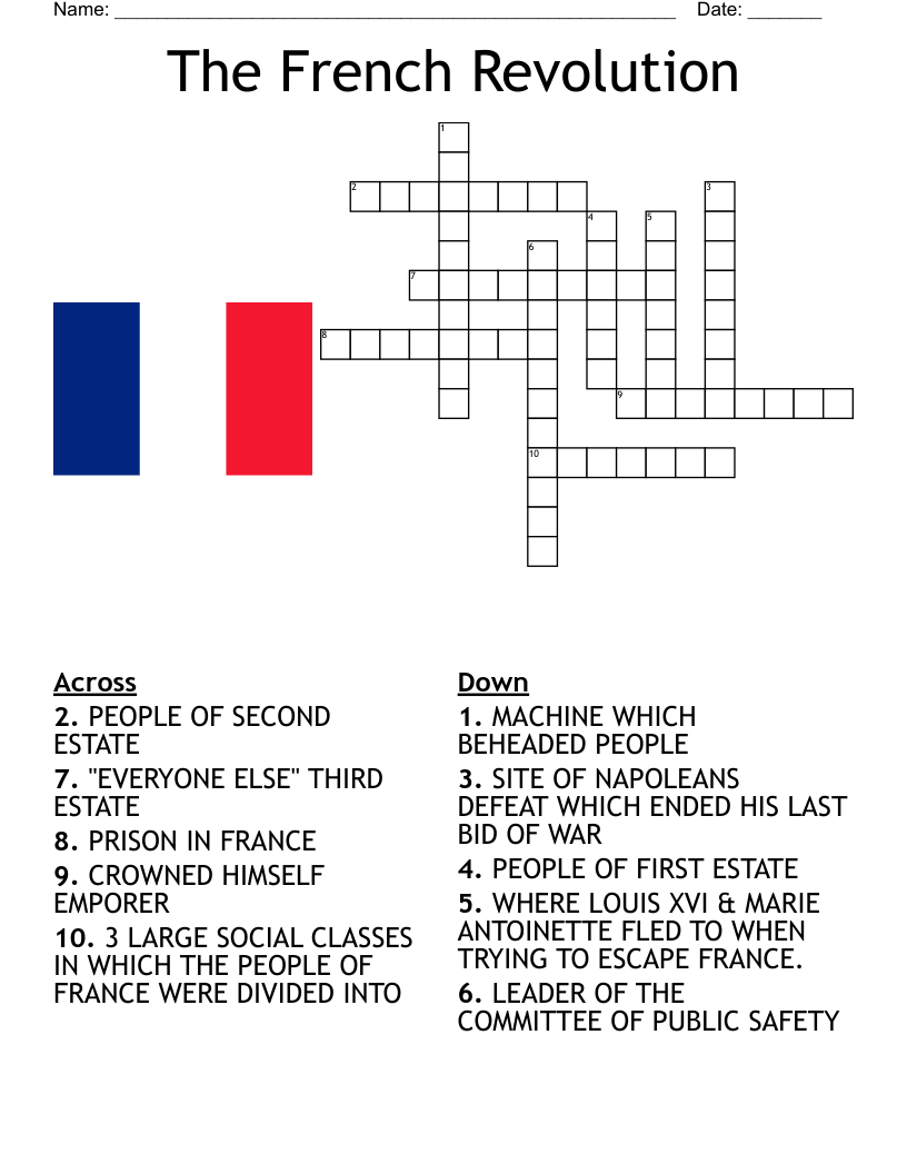 The French Revolution Crossword WordMint