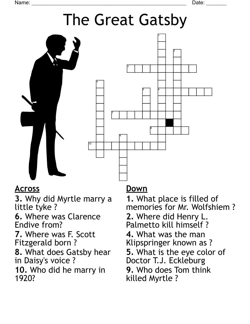 The Great Gatsby Crossword WordMint The Great Gatsby Crossword WordMint