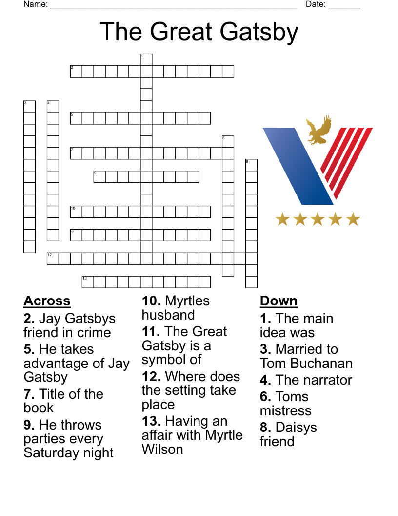 The Great Gatsby Crossword WordMint The Great Gatsby Crossword WordMint