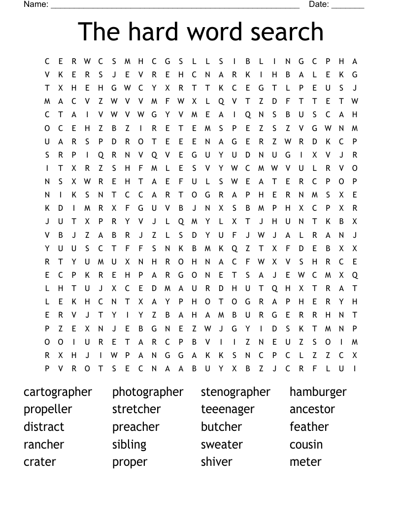 The Hard Word Search WordMint The Hard Word Search WordMint