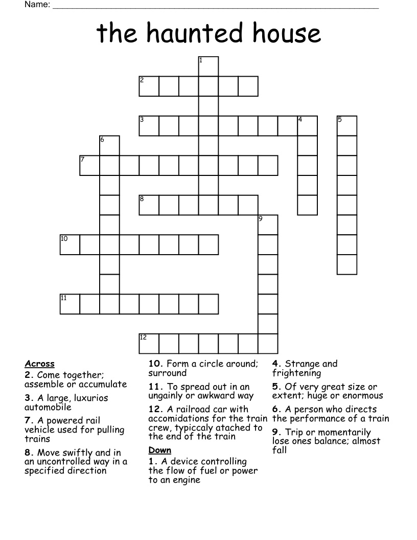 The Haunted House Crossword WordMint