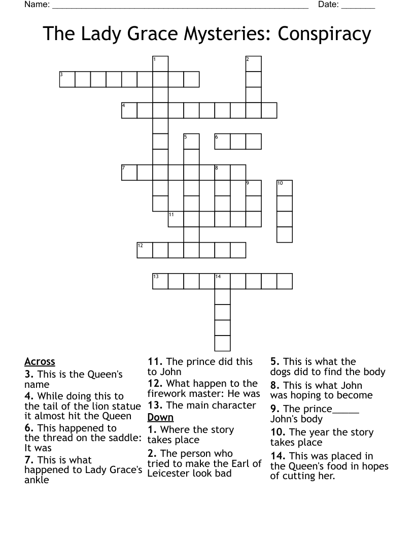 The Lady Grace Mysteries Conspiracy Crossword WordMint