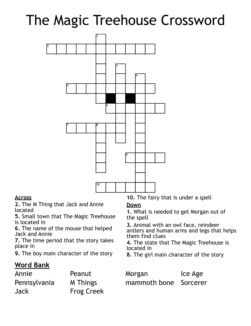 The Magic Treehouse Crossword WordMint