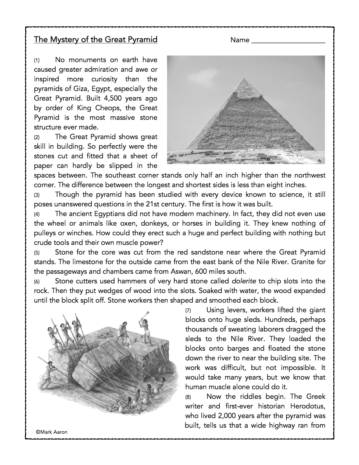 A Great Pyramid Puzzle Worksheet