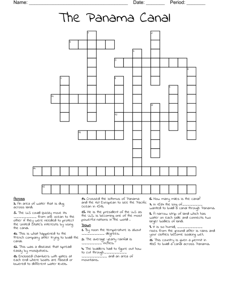 The Panama Canal Crossword WordMint