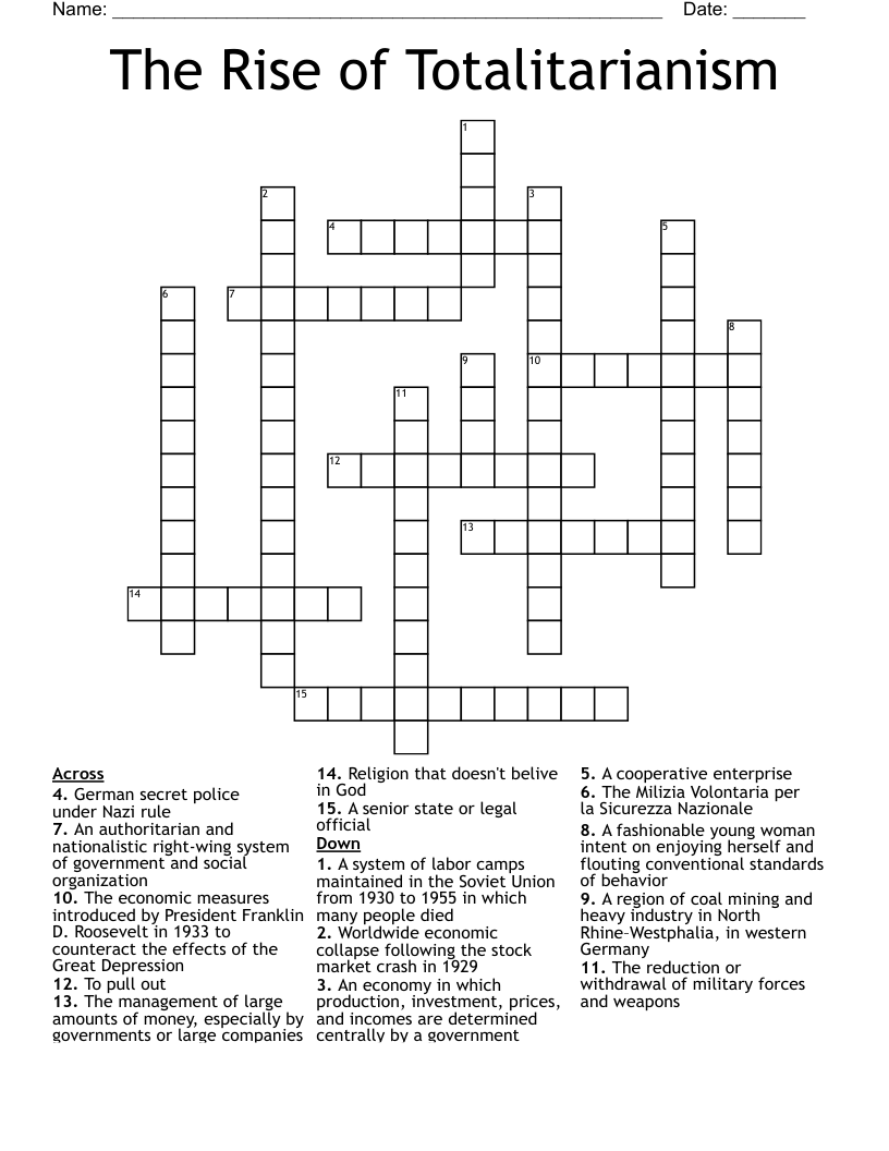 The Rise Of Totalitarianism Crossword WordMint The Rise Of Totalitarianism Crossword WordMint