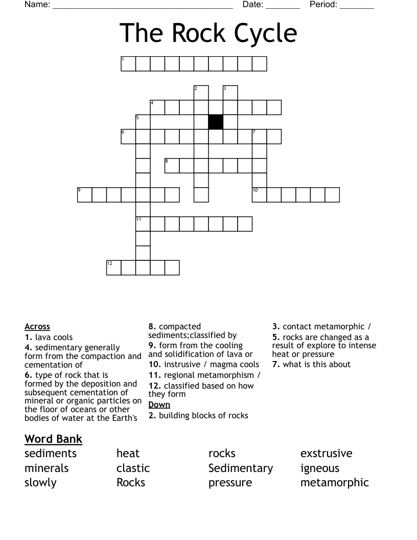 The Rock Cycle Crossword WordMint