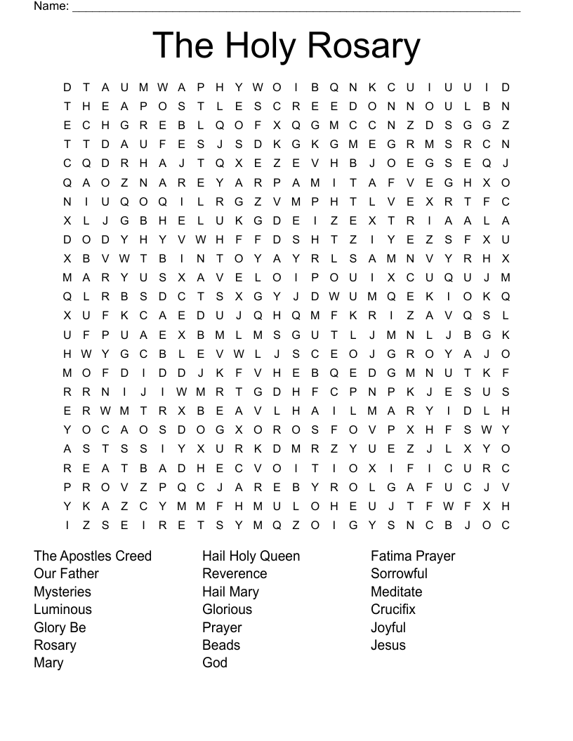 Crucifix Crossword Puzzle