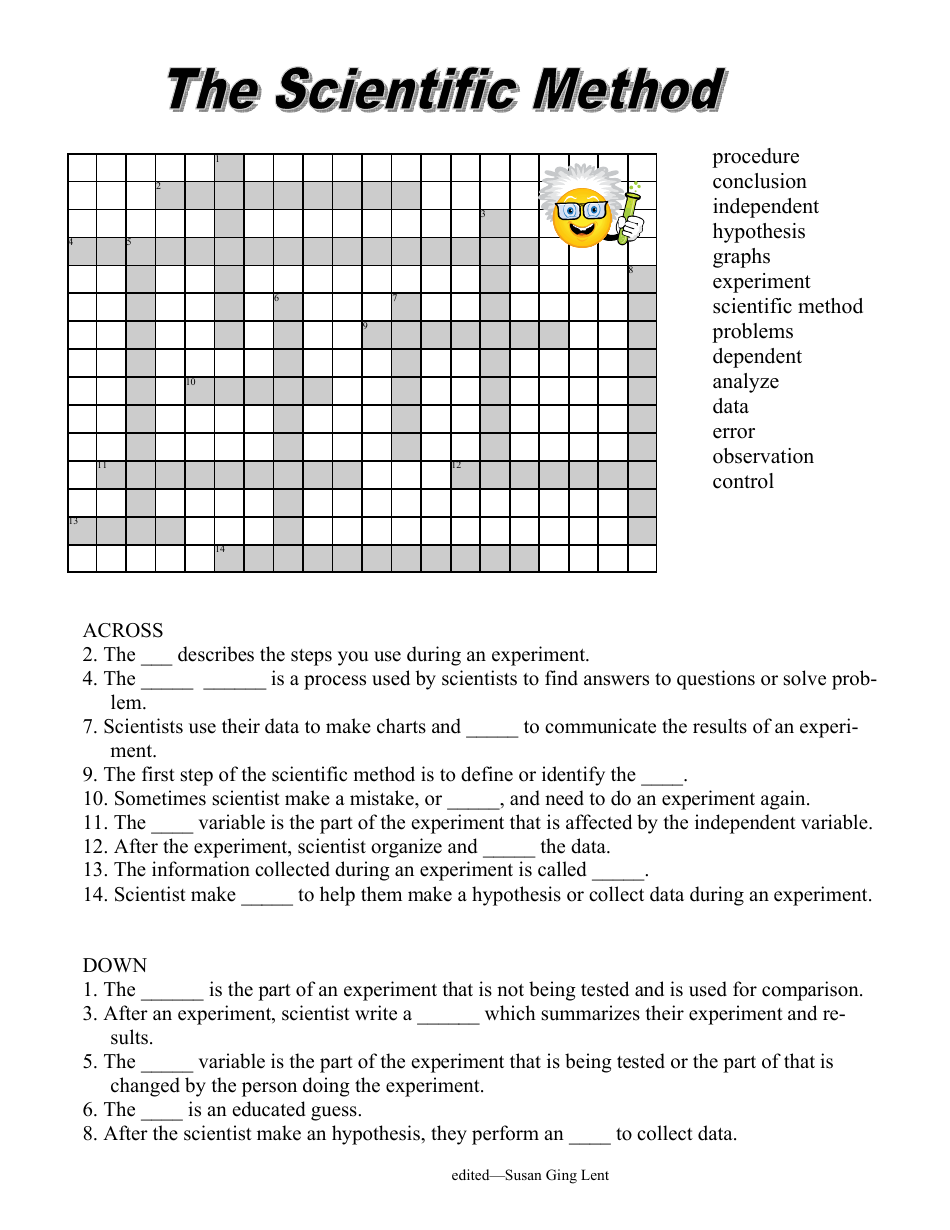 The Scientific Method Crossword Puzzle Template With Answer Key Download Printable PDF Templateroller