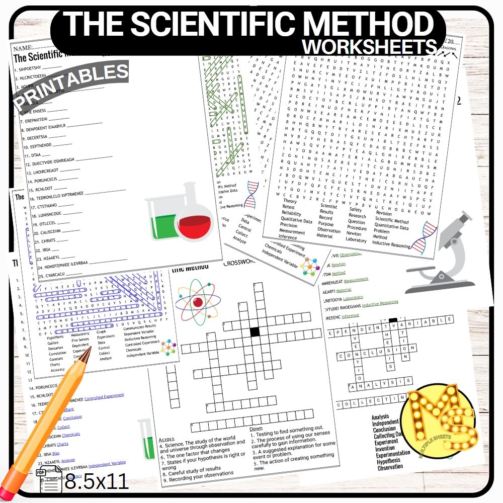 The Scientific Method Worksheets Crossword Word Scramble Word Search Quiz