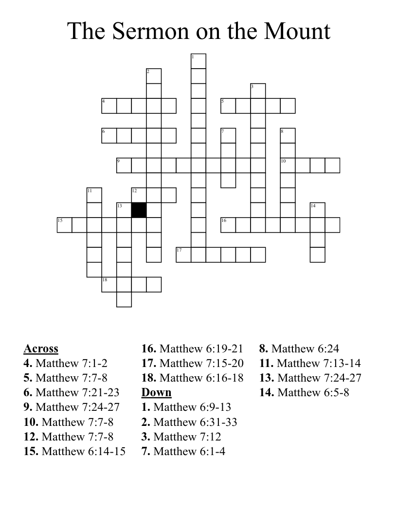 The Sermon On The Mount Crossword WordMint The Sermon On The Mount Crossword WordMint
