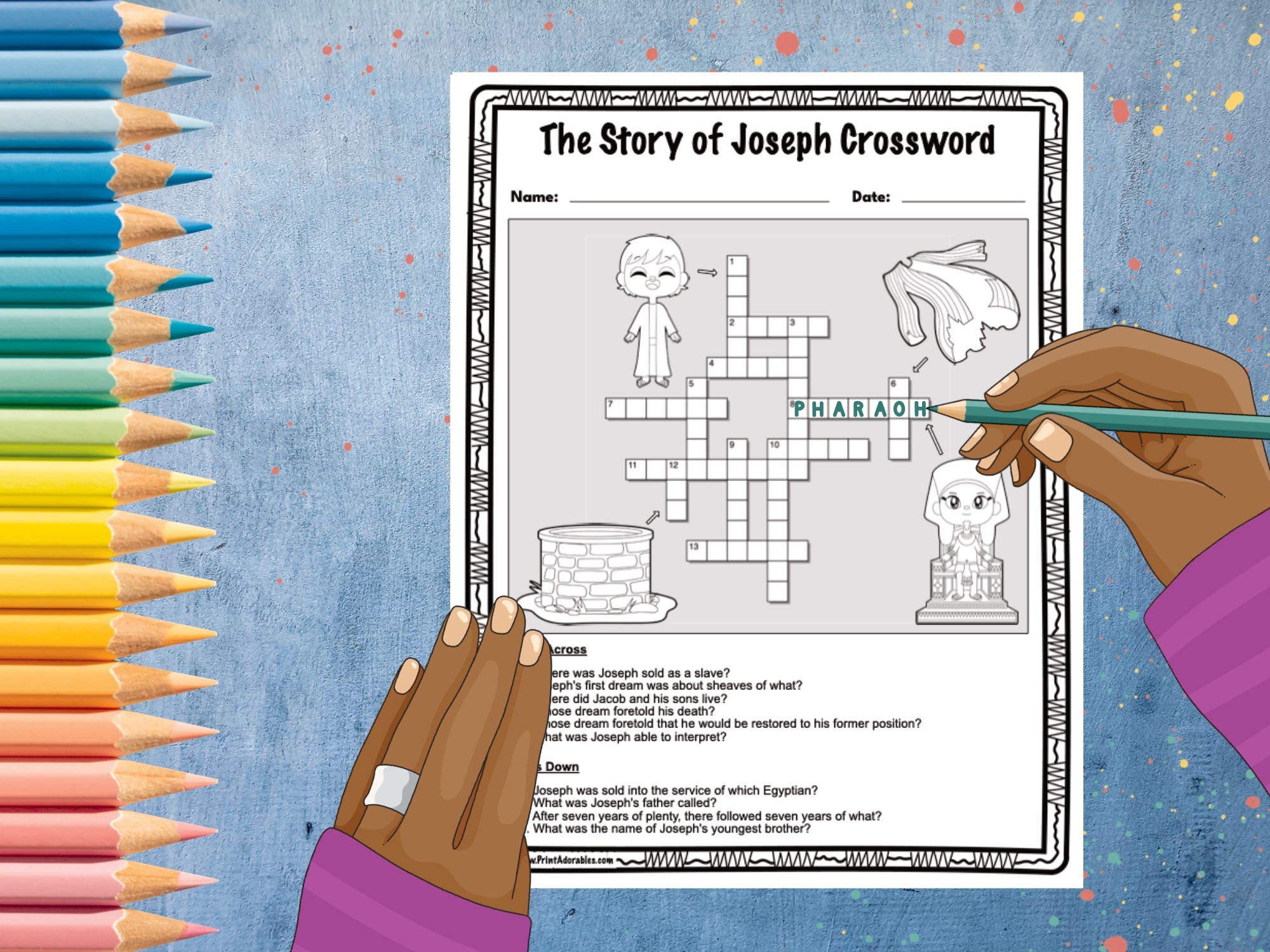The Story Of Joseph Crossword Puzzle Printable Teaching Resources