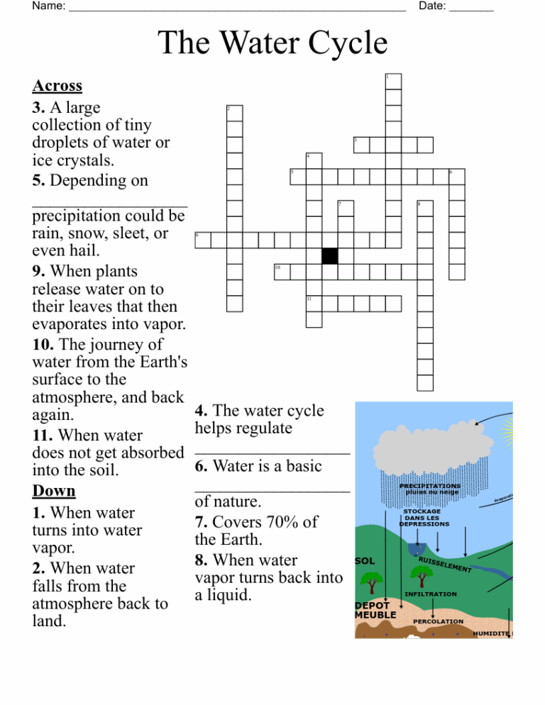 The Water Cycle Crossword WordMint