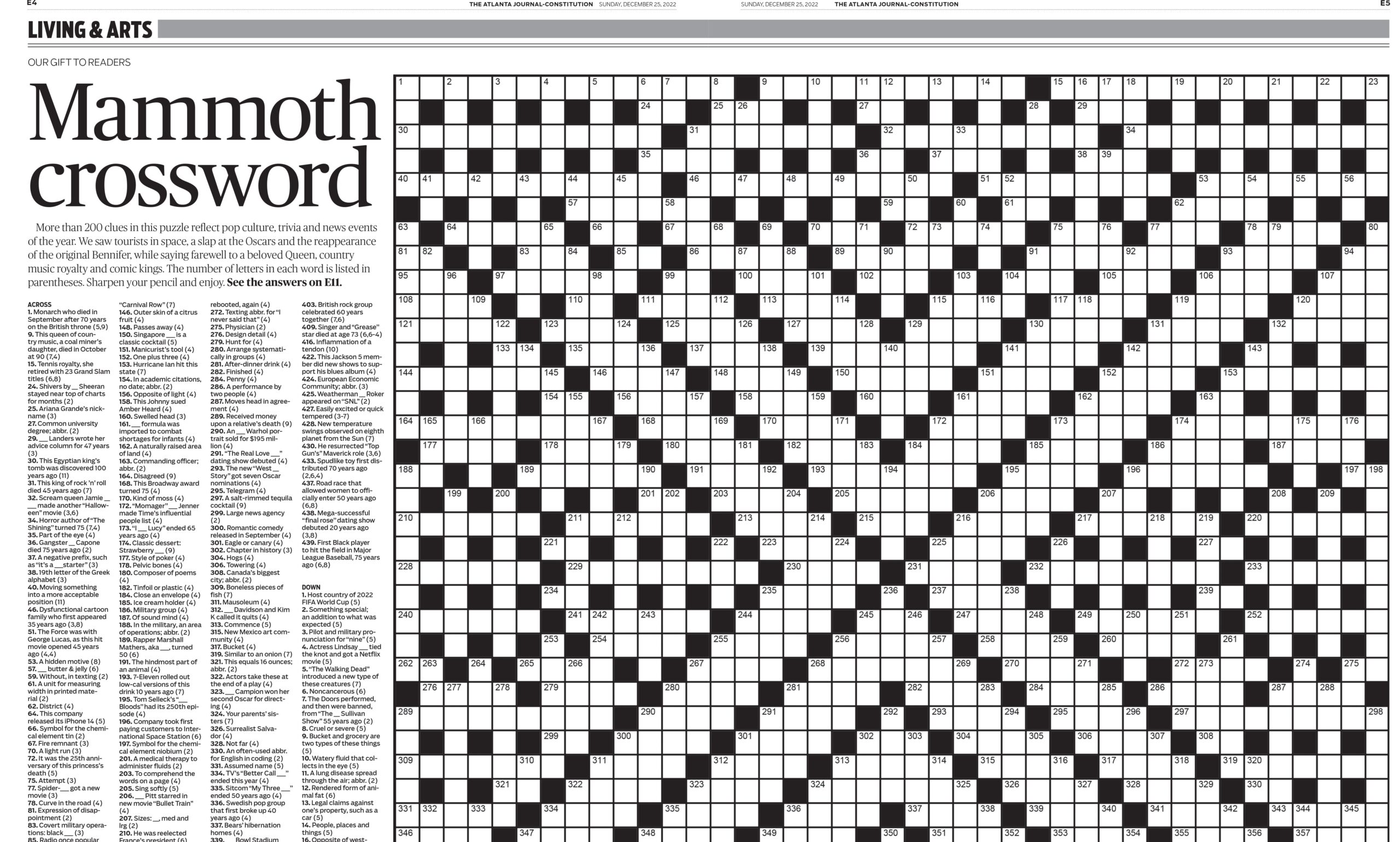 The Year In Review Mammoth Crossword Puzzle In Sunday s Print Edition