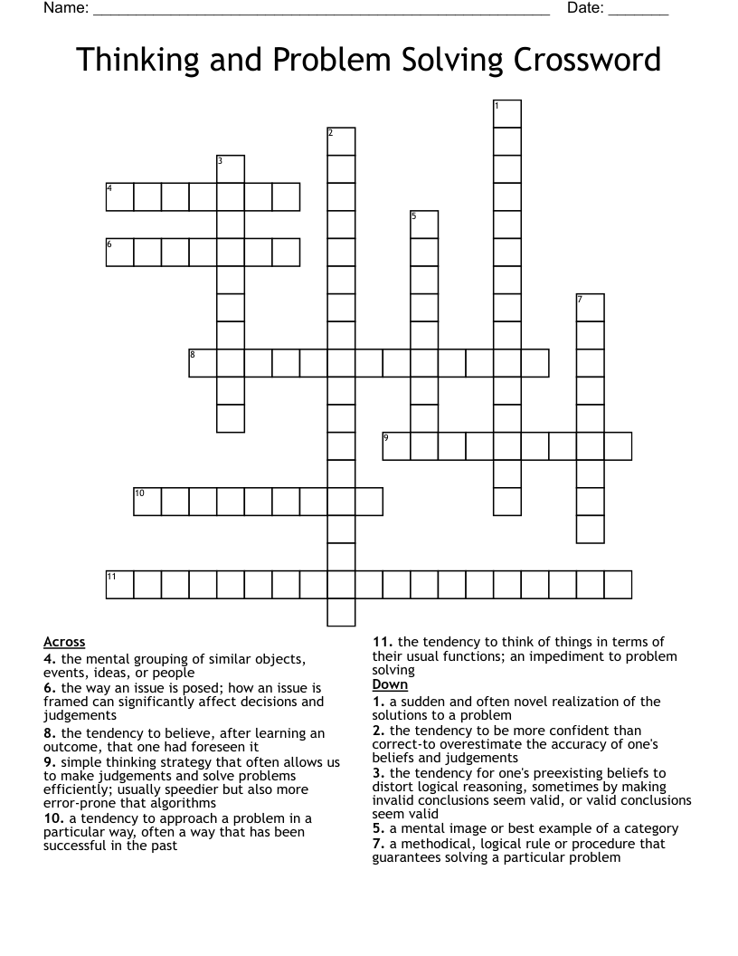Thinking And Problem Solving Crossword WordMint