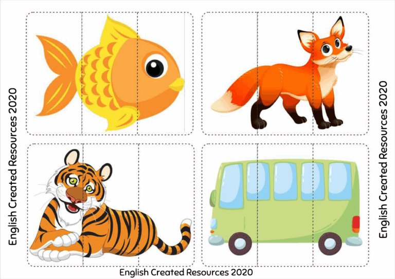 Three Piece Puzzles English Created Resources