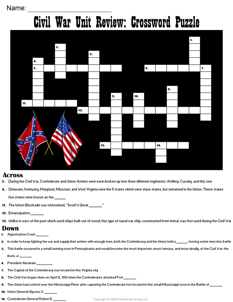 Answers To Civil War Crossword Puzzle Answers To Civil War Crossword Puzzle