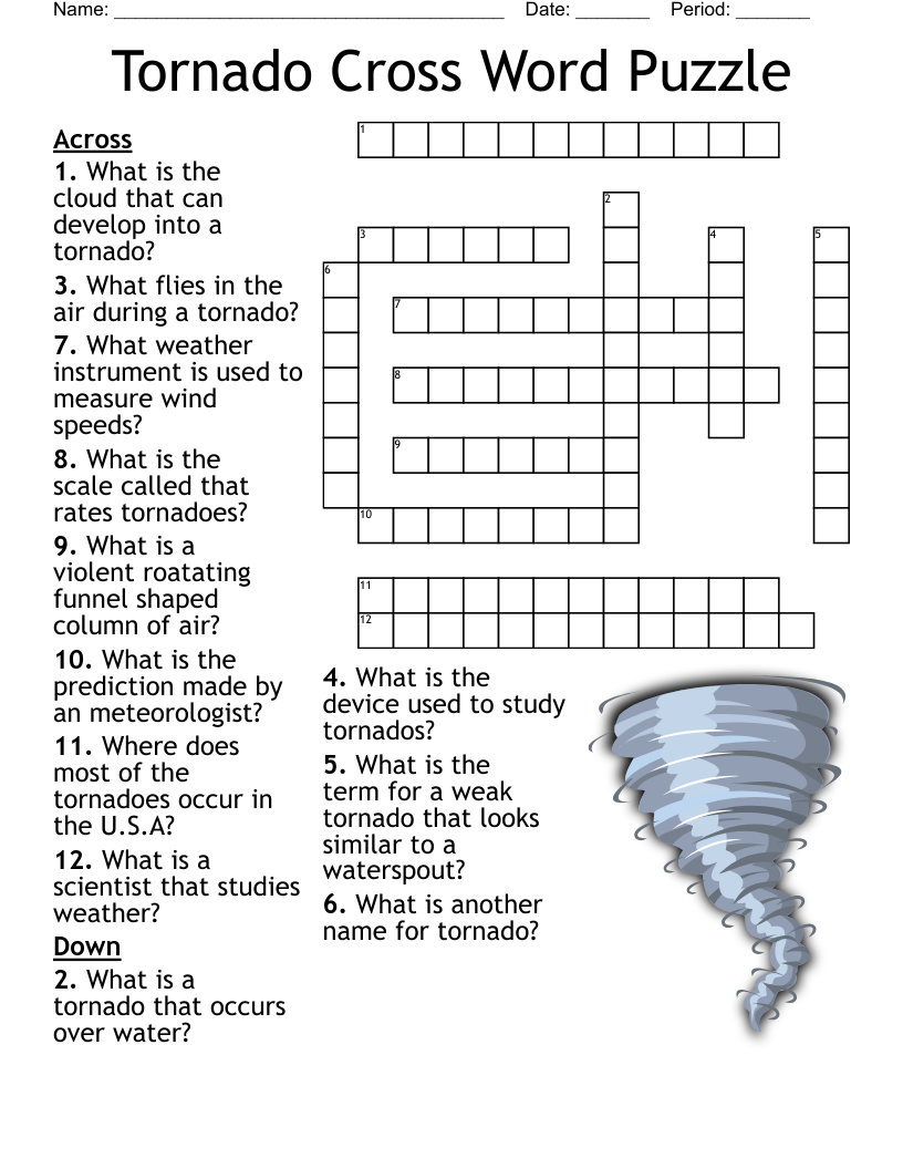 Tornado Cross Word Puzzle WordMint Tornado Cross Word Puzzle WordMint