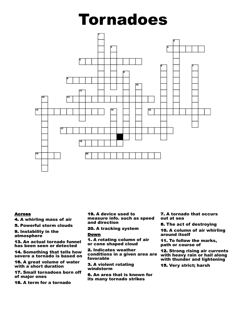Tornadoes Crossword WordMint Tornadoes Crossword WordMint