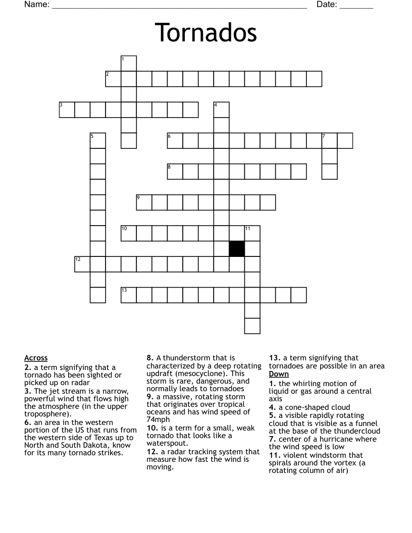 Tornados Crossword WordMint Tornados Crossword WordMint