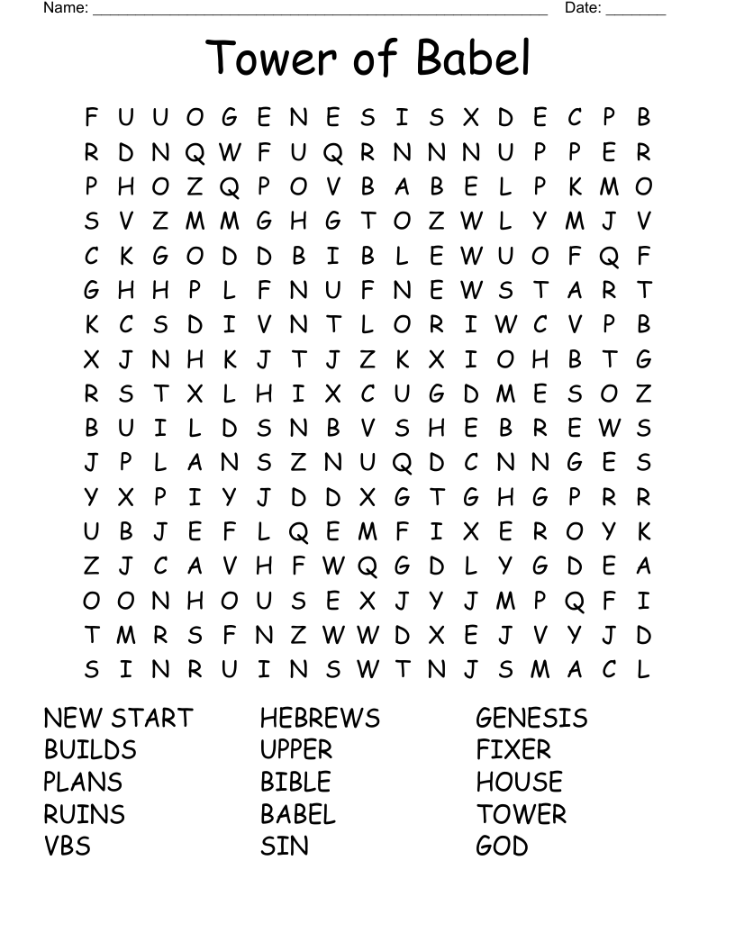 Tower Of Babel Word Search WordMint Tower Of Babel Word Search WordMint