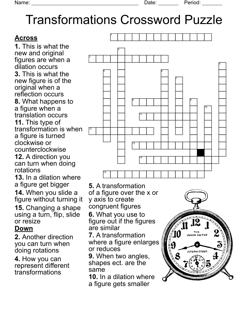 Transformations Crossword Puzzle WordMint