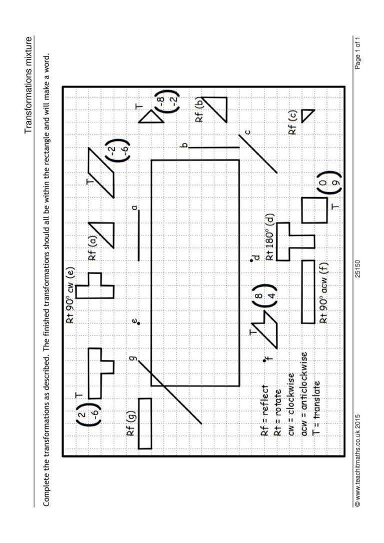 Transformations Puzzle KS3 KS4 Maths Teachit