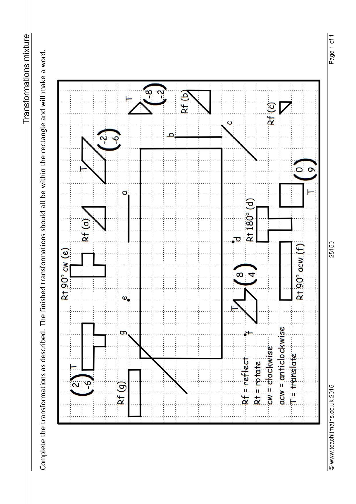 Transformations Puzzle KS3 KS4 Maths Teachit