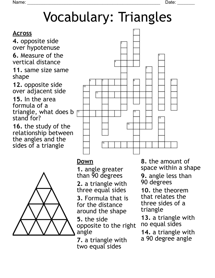 Trig Ratios Crossword WordMint