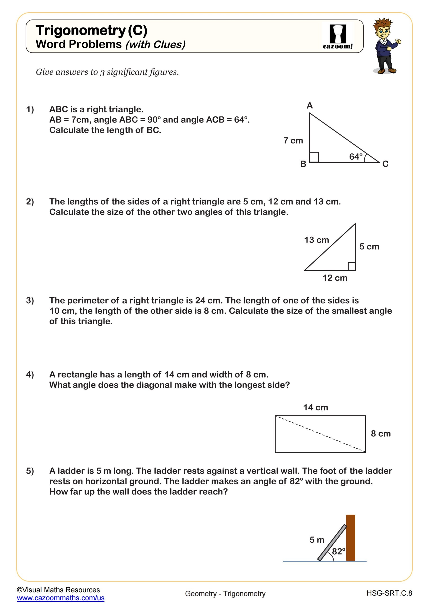 Trigonometic Ratios SOH CAH TOA Word Problems With Clues Trigonometic Ratios SOH CAH TOA Word Problems With Clues