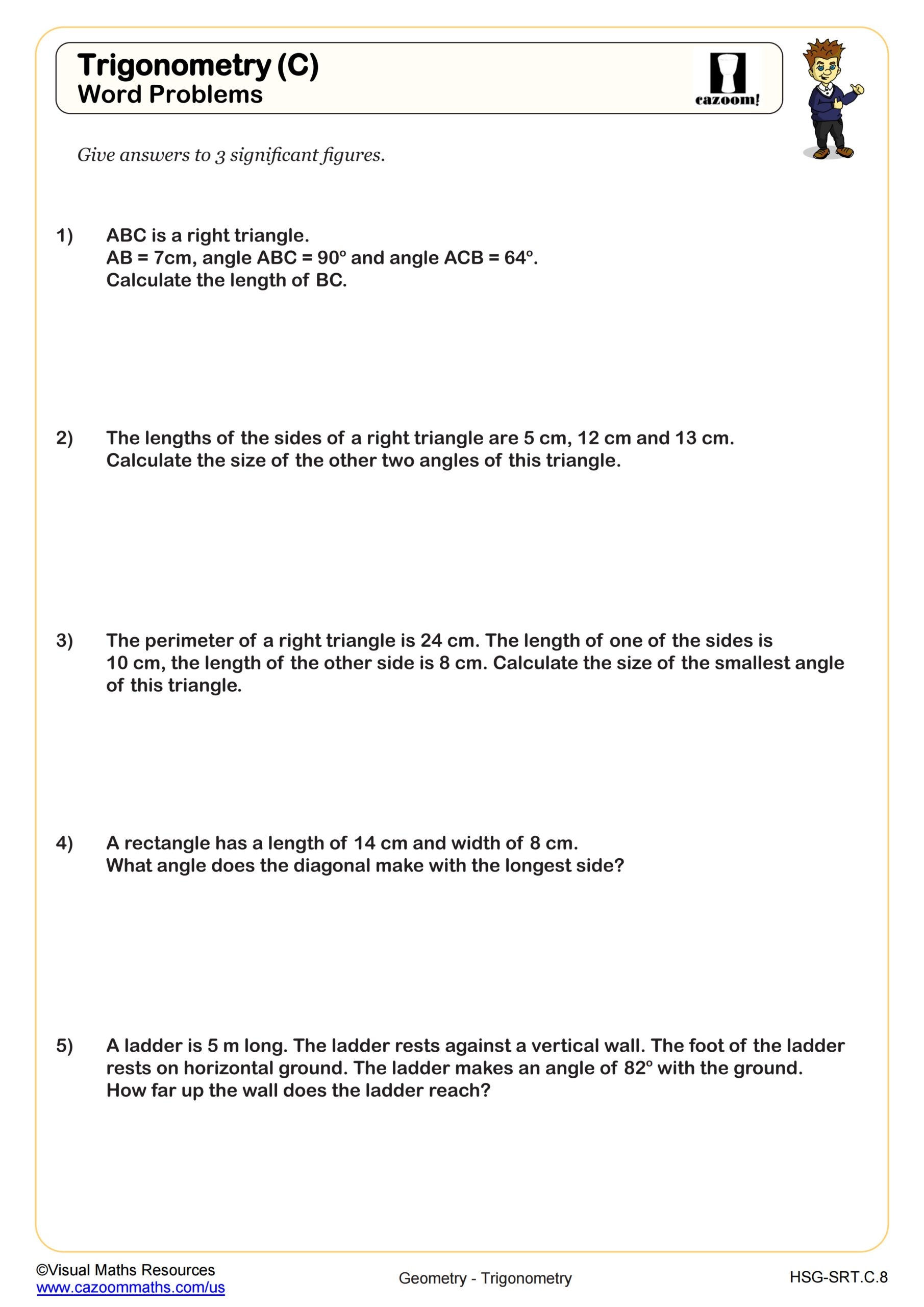 Trigonometic Ratios SOH CAH TOA Word Problems Worksheet Fun Trigonometic Ratios SOH CAH TOA Word Problems Worksheet Fun