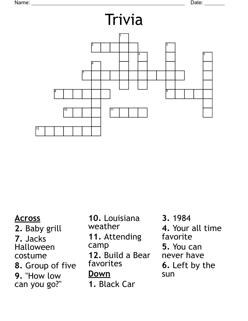 Printable Trivia Crossword Puzzles Adults Printable Trivia Crossword Puzzles Adults