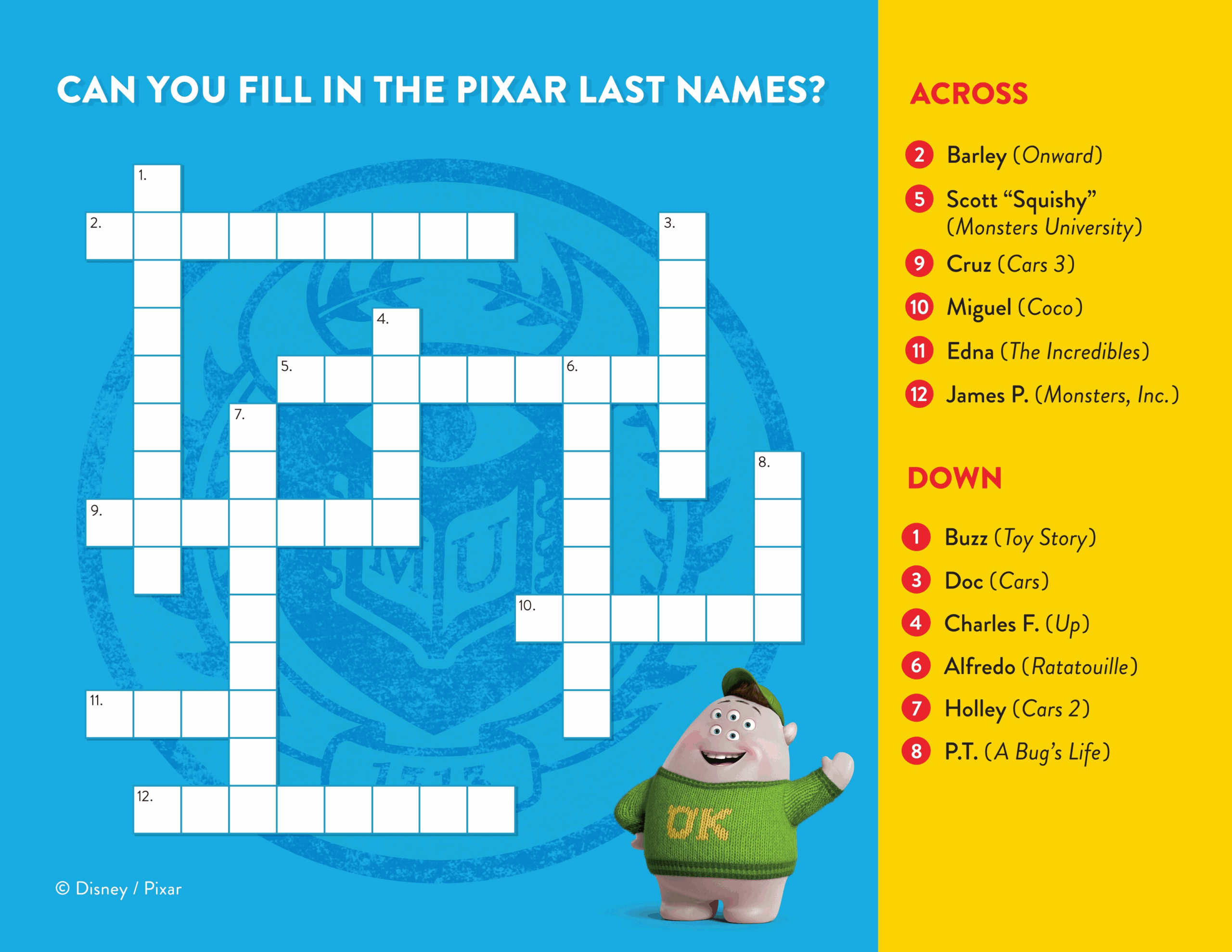 Try A Pixar Crossword Puzzle Disney News