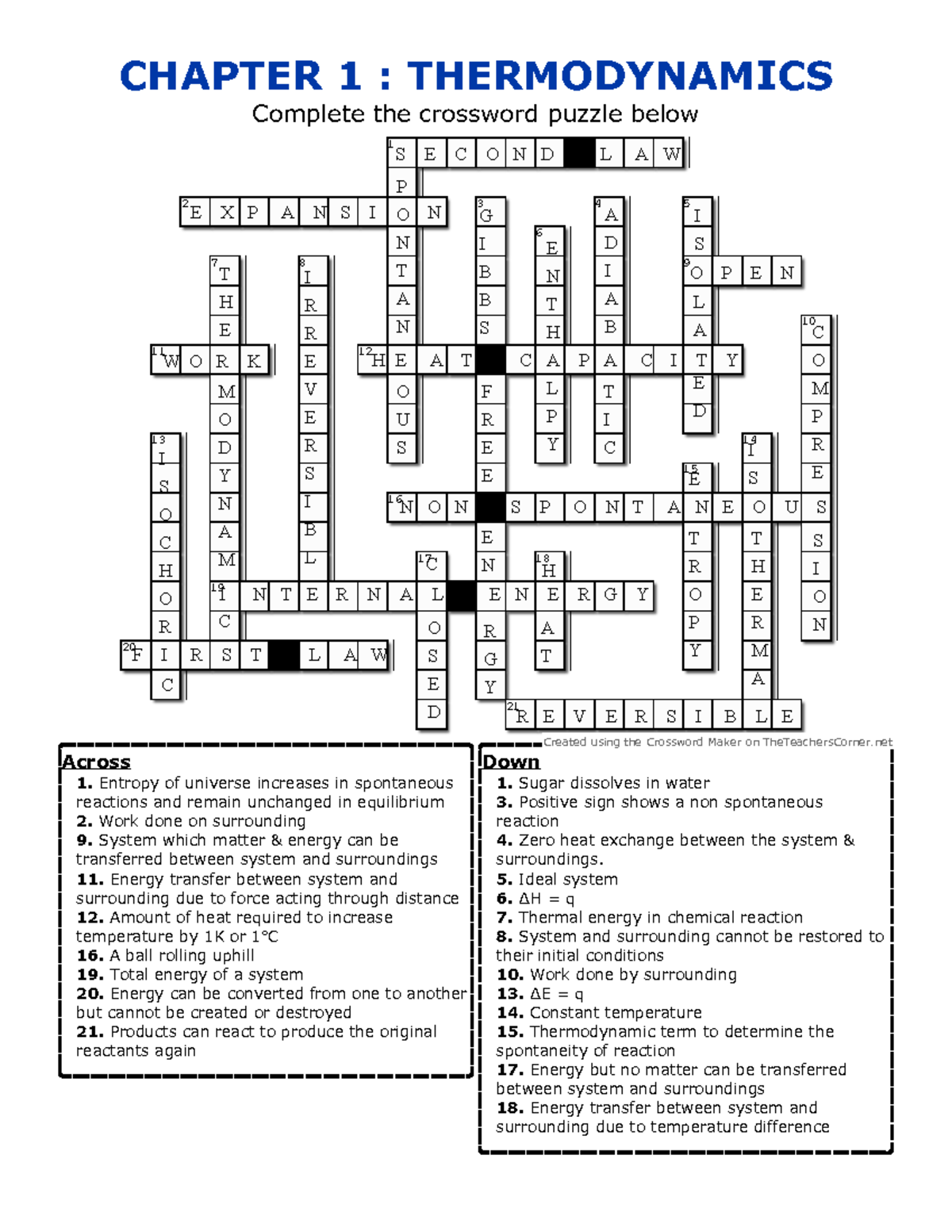 Tutorial CHM271 WEEK1 Crossword Answer CHAPTER 1 