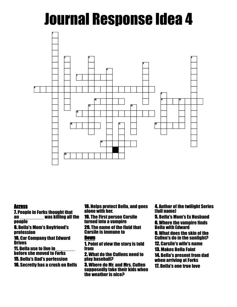 Twilight Crossword WordMint Twilight Crossword WordMint