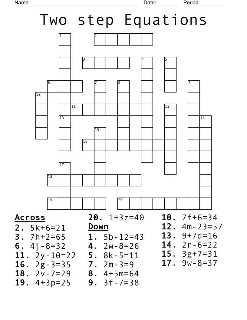 Two Step Equations Crossword WordMint Two Step Equations Crossword WordMint