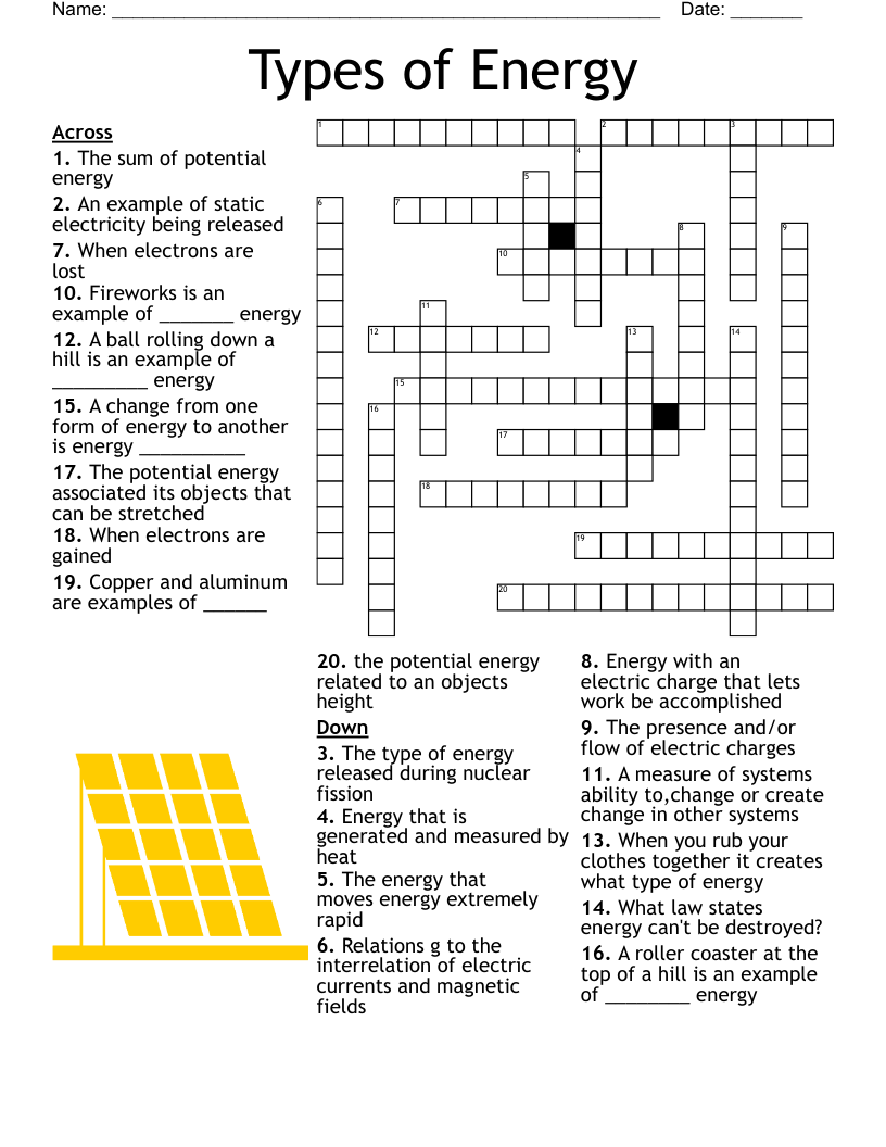 Types Of Energy Crossword WordMint Types Of Energy Crossword WordMint