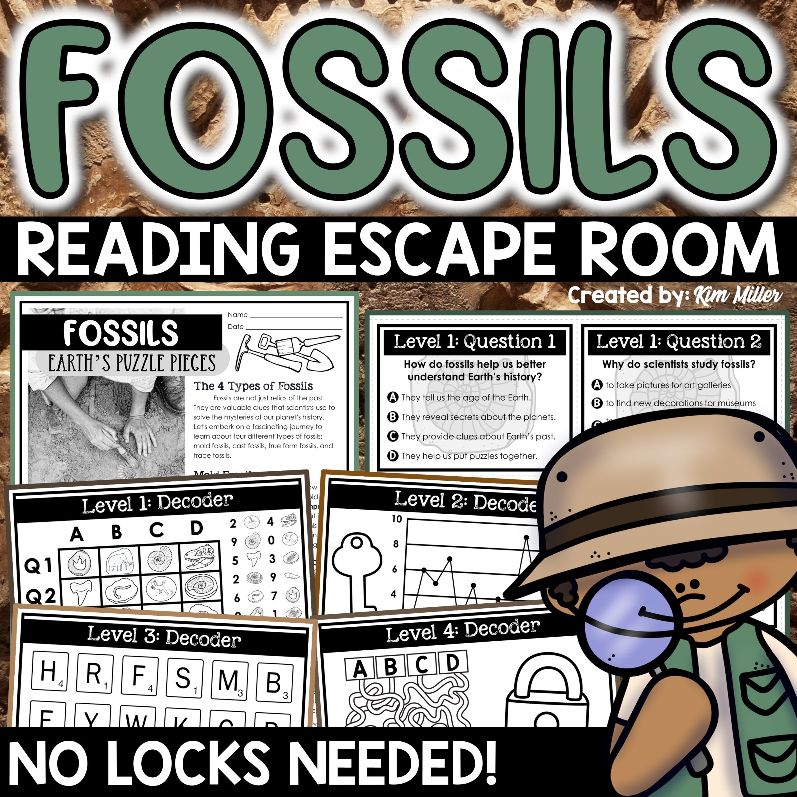 Types Of Fossils Activity Worksheet Reading Comprehension Science Escape Room A Love Of Teaching Kim Miller