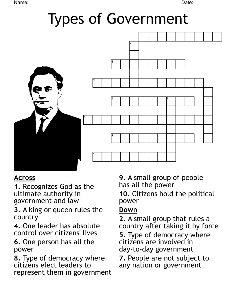 Types Of Government Crossword WordMint