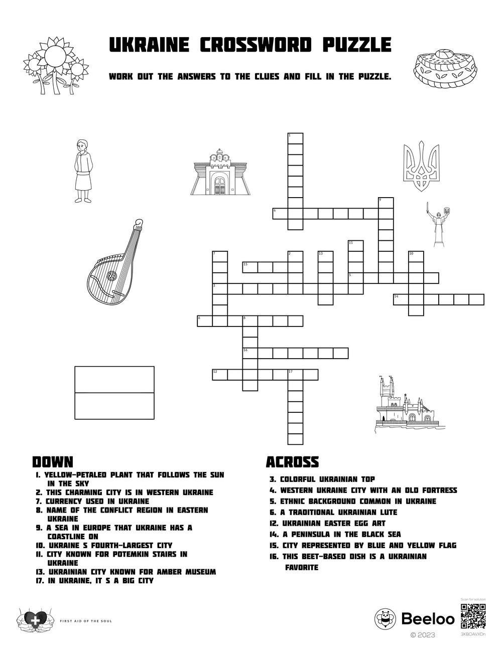 Ukraine Crossword Puzzle Beeloo Printable Crafts And Activities 