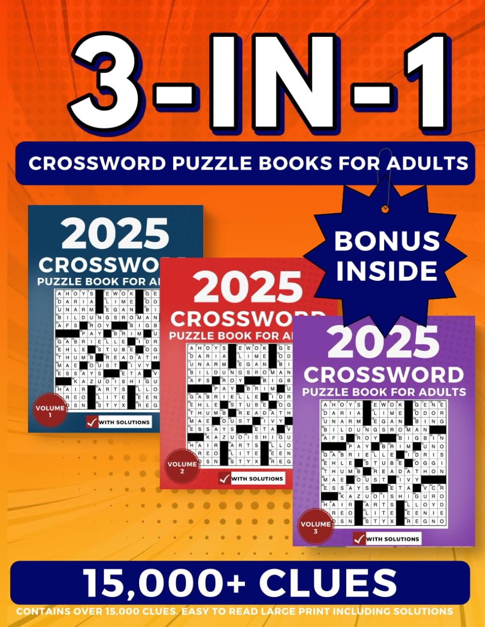 Ultimate 3 In 1 Crossword Puzzle Books For Adults Contains Over 15 000 Clues Easy To Read Large Print Including Solutions Fashoni Nancy 9798332355639 Amazon Books Ultimate 3 In 1 Crossword Puzzle Books For Adults Contains Over 15 000 Clues Easy To Read Large Print Including Solutions Fashoni Nancy 9798332355639 Amazon Books