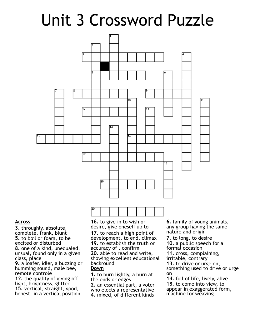 Unit 3 Crossword Puzzle WordMint