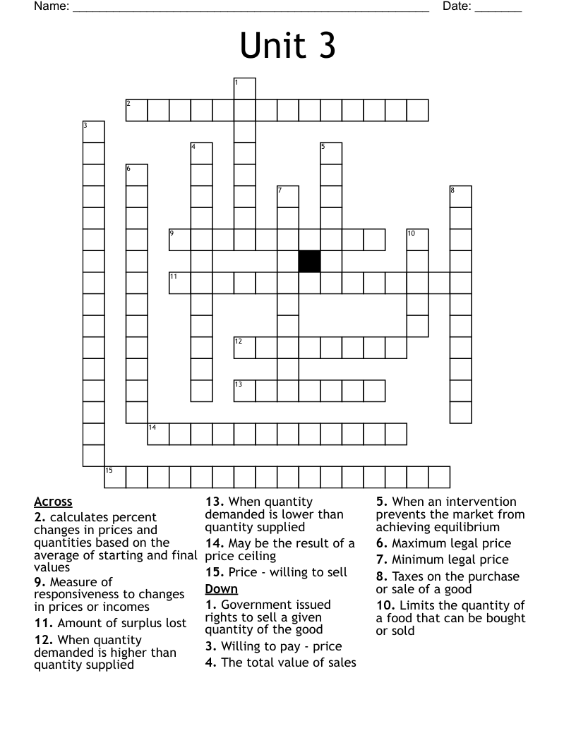 Equilibrium Crossword Puzzle