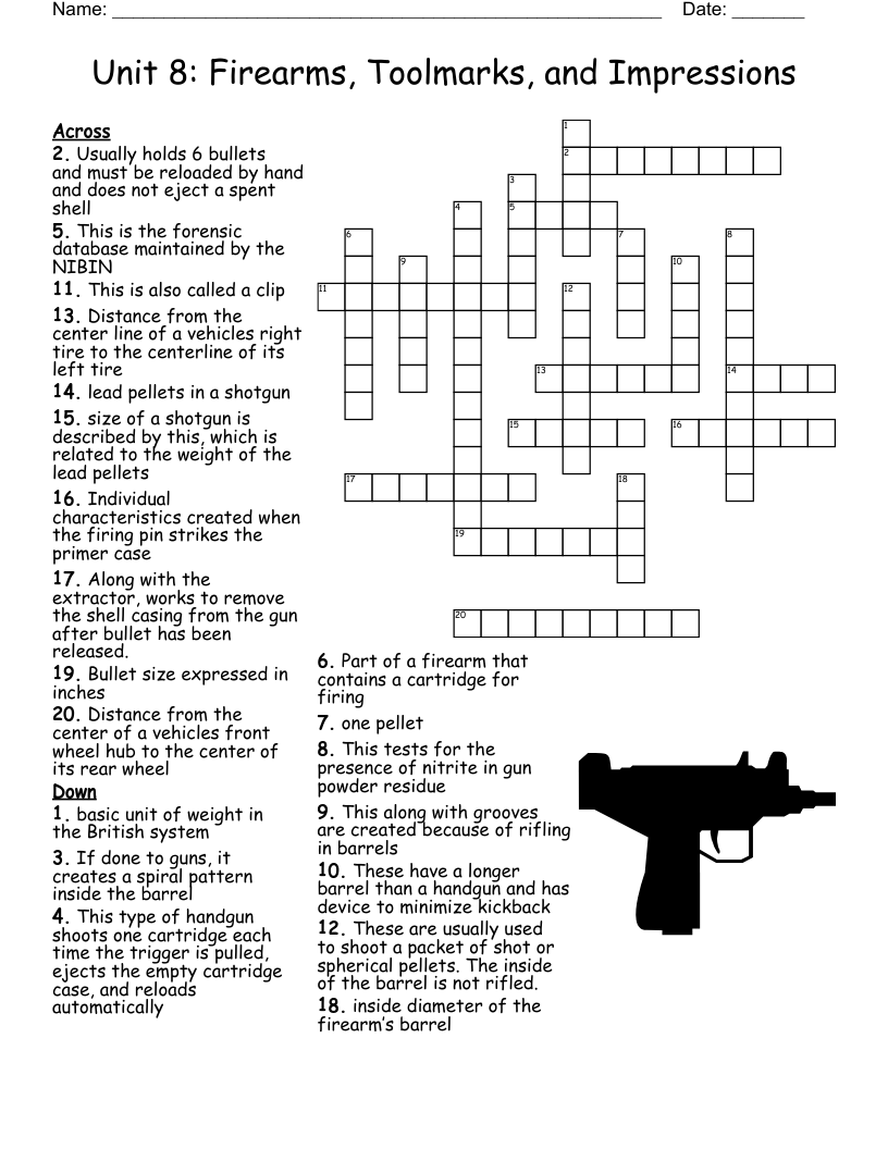 Unit 8 Firearms Toolmarks And Impressions Crossword WordMint Unit 8 Firearms Toolmarks And Impressions Crossword WordMint