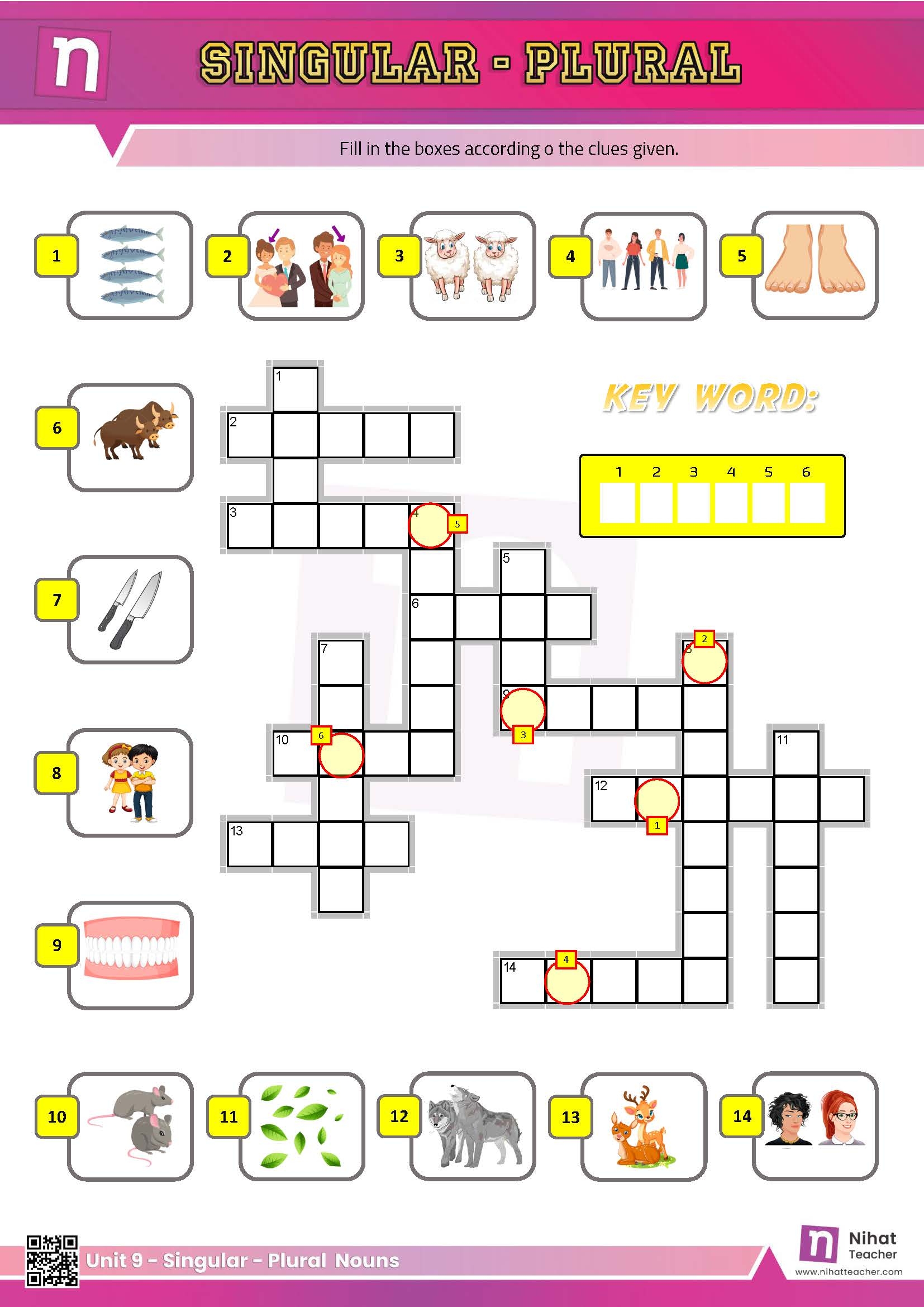 Unit 9 Singular Plural Nouns Crossword Free English Learning And Teaching Resources Free PDF Worksheets And Multiple Choice Tests 