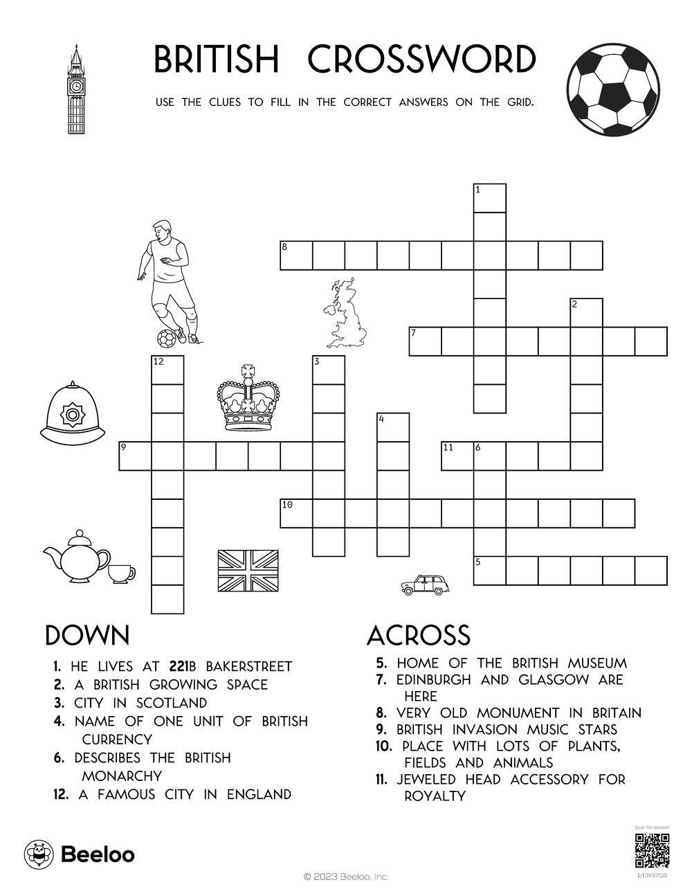 United Kingdom themed Crossword Puzzles Beeloo Printable Crafts And Activities For Kids United Kingdom themed Crossword Puzzles Beeloo Printable Crafts And Activities For Kids